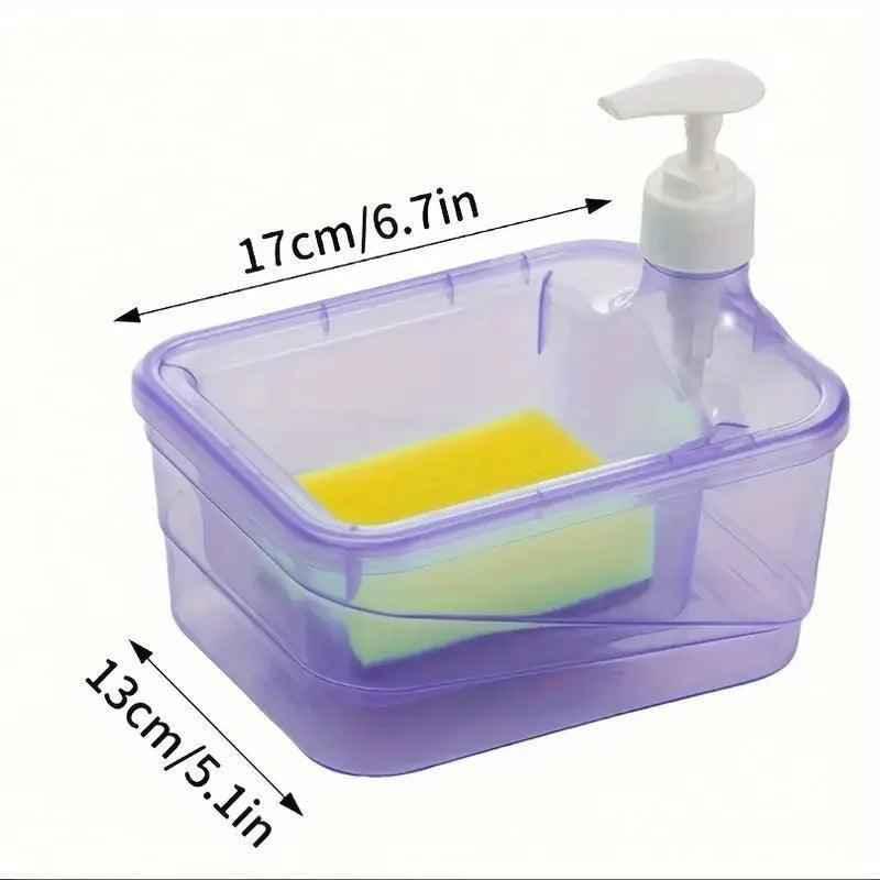 Round Transparent Kitchen Liquid Dispenser with Sponge.