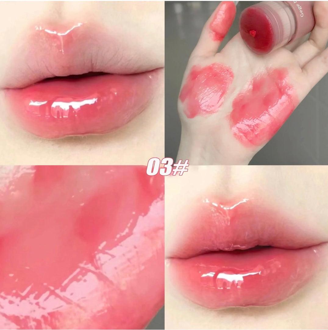 Korean Lip Plumping Balm - Tinted Jelly Moisturizing Lip Care with Mirror - Clarify.pk