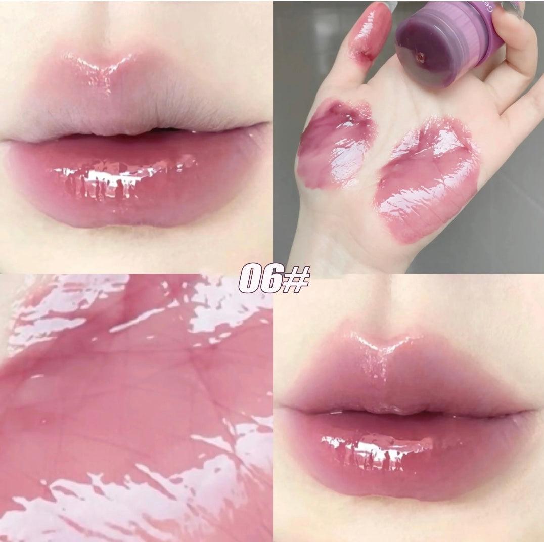 Korean Lip Plumping Balm - Tinted Jelly Moisturizing Lip Care with Mirror - Clarify.pk