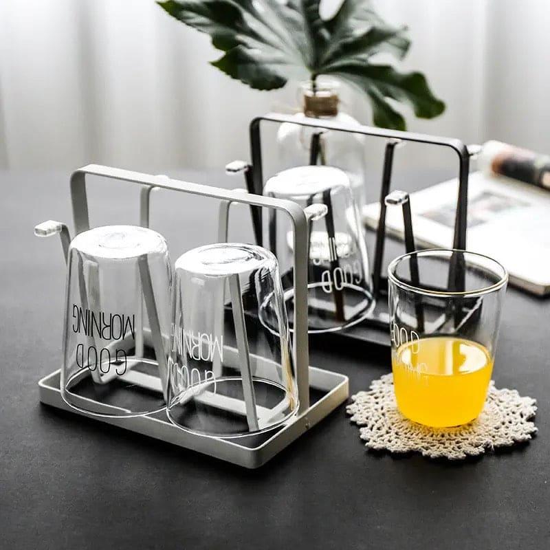 6 Hooks Iron Glass Stand Holder for Home Organizer and Decor - Clarify.pk