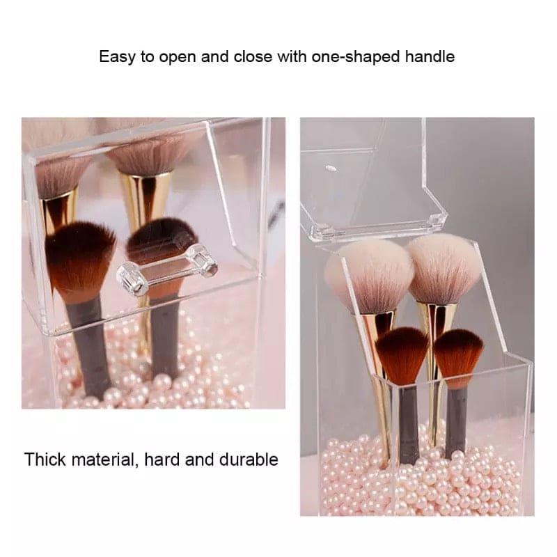 Acrylic Cosmetic Brush Holder - Stylish Acrylic Pearl Makeup Brush Organizer - Clarify.pk