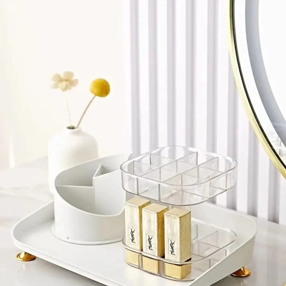 360° Rotating Makeup Brush Organizer and Lipstick Storage Box for Efficient Makeup Storage - Clarify.pk