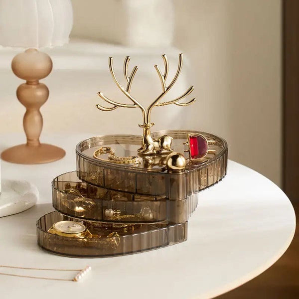 3 Layer Rotating Acrylic Deer Jewelry Organizer.