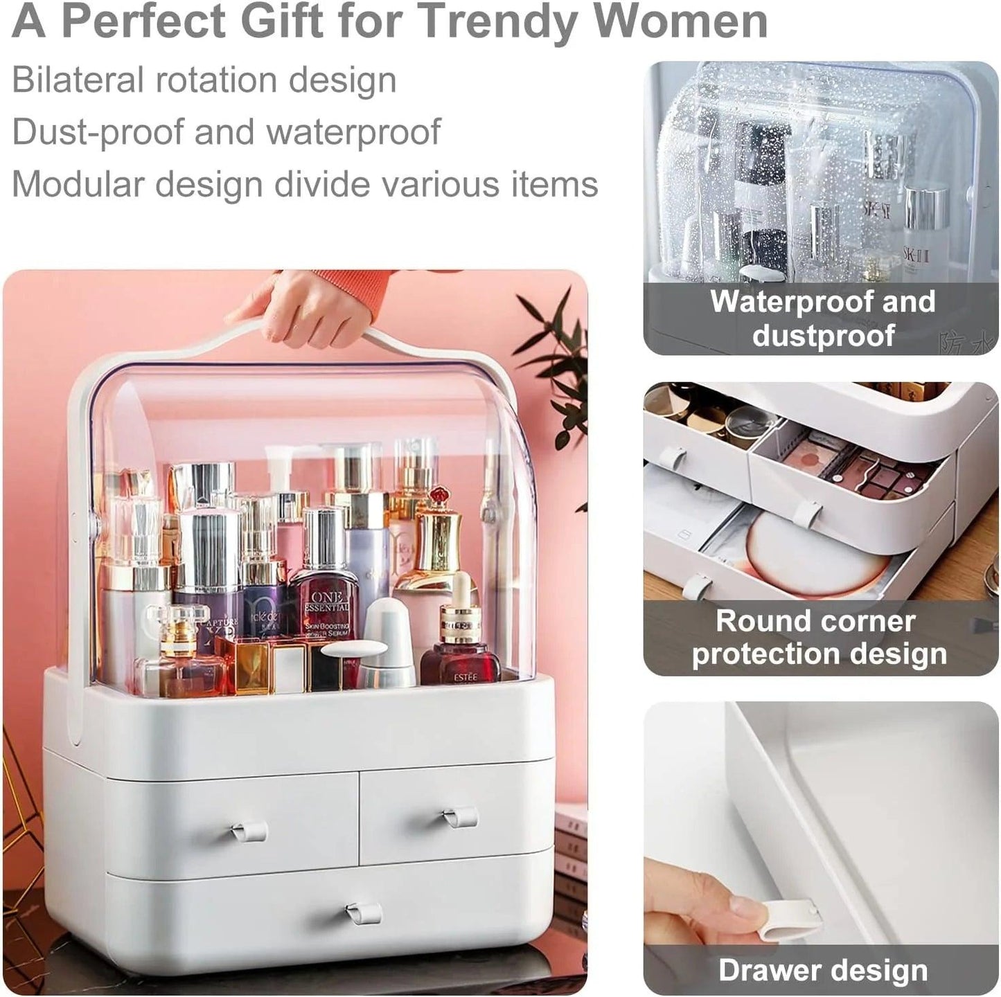 Cosmetic Organizer with Drawers: 3-Drawer Makeup Storage Solution