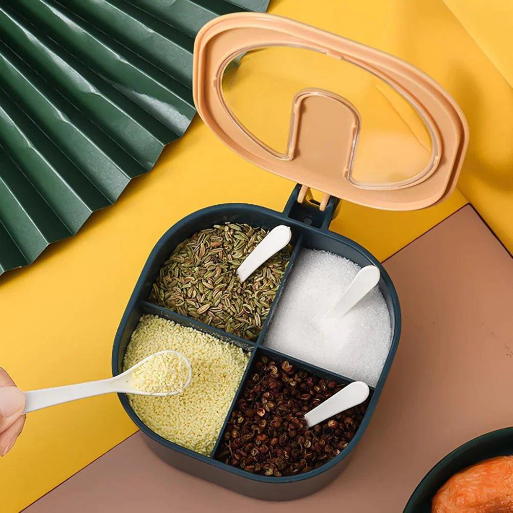 4 Grids Spice Container - Stackable Storage for Herbs and Spices - Clarify.pk