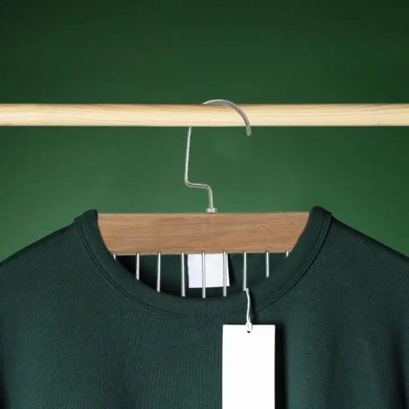 Multifunctional Wooden Hanger with 8 Hooks for Organizing Suspender and Accessories - Clarify.pk