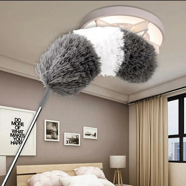 Extendable Feather Duster Brush with Extra Long Pole Bendable Head Long Handle Dusters for Cleaning Ceiling Fan High Ceiling And Furniture.