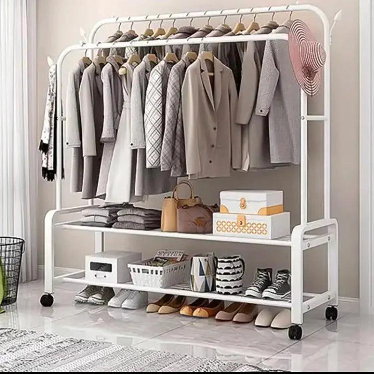 Double Pole Metal Cloth Stand for Home and Office Use
