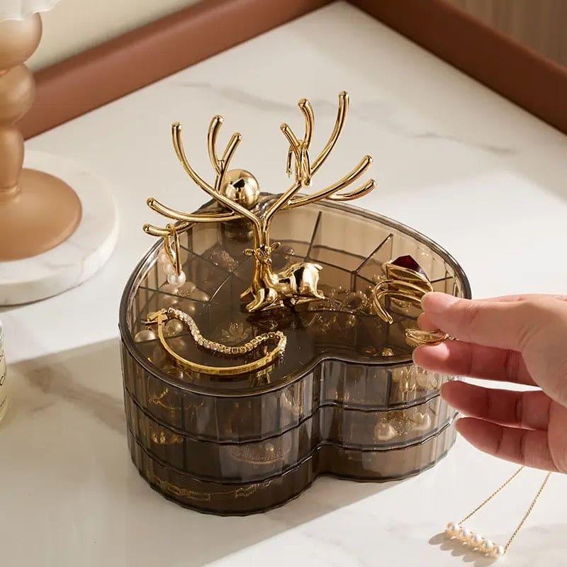3 Layer Acrylic Deer Jewelry Organizer for Elegant Storage Solutions - Clarify.pk