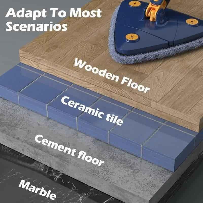 360° Rotating Triangle Mop with Extendable Handle.