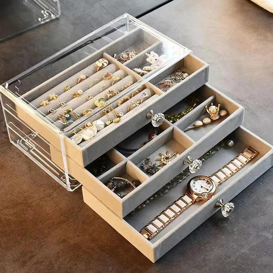 Acrylic Jewelry Organizer with 3 Drawers for Stylish Storage