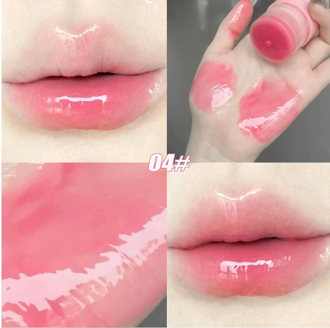 Korean Lip Plumping Balm - Tinted Jelly Moisturizing Lip Care with Mirror - Clarify.pk