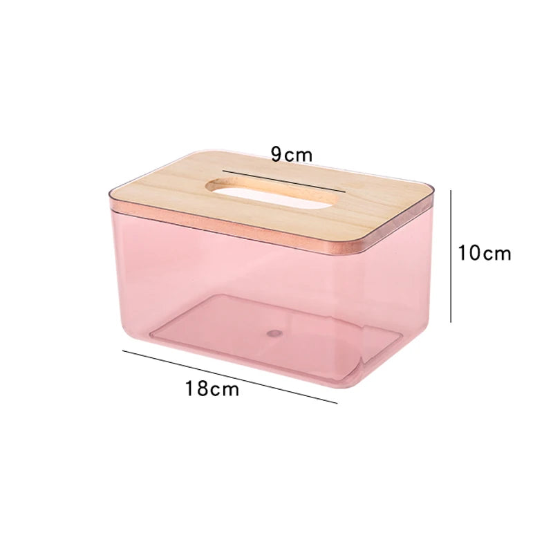 Wooden cover U-shaped wide mouth tissue box living room transparent simple desktop drawer household tissue case storage box