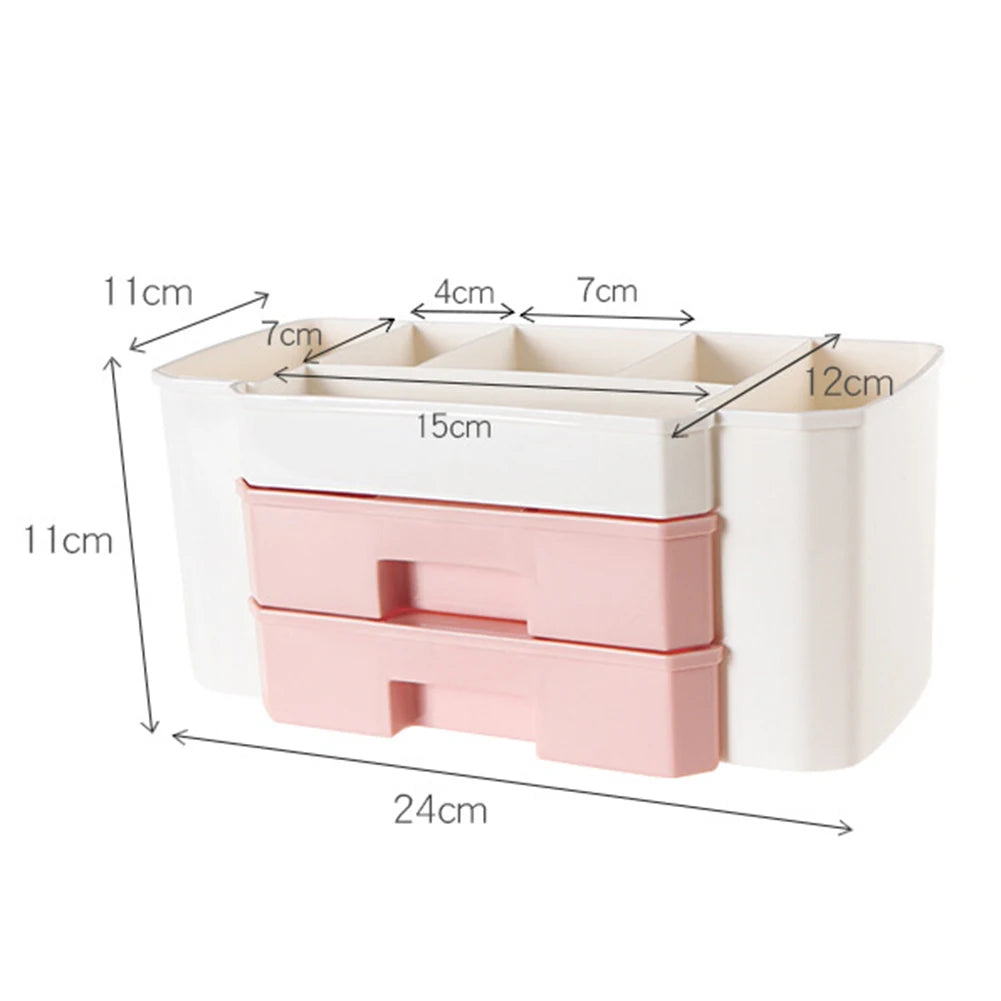 Plastic Makeup Organizers Box Large Capacity Jewelry Cosmetic Storage Box with Drawer PP Lipstick Holder Sundries Case Container