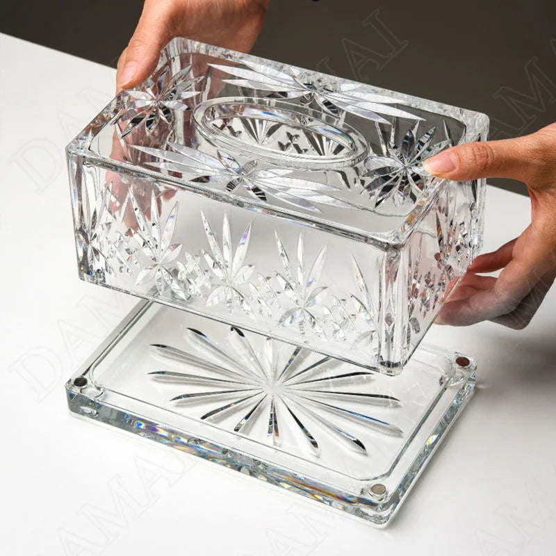 European Acrylic Tissue Box Hollow Out Decor Western Restaurant Desktop Napkin Organizer Modern Home Living Room Paper Boxes