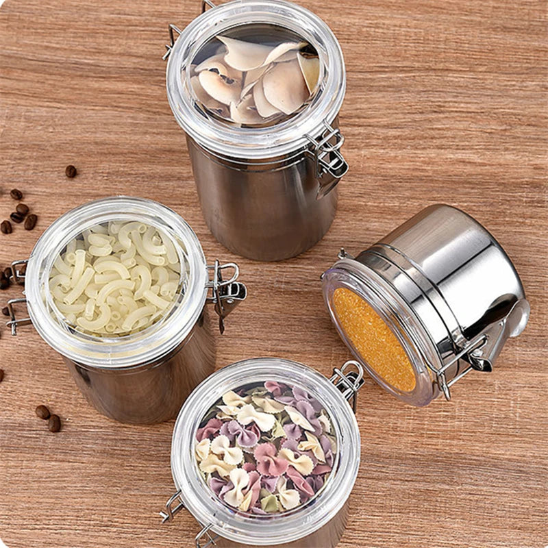 301-500ML Stainless Steel Sealed Tank Food Coffee Beans Snack Storage Cans Tea Leaf Container Organizer Kitchen Accessories