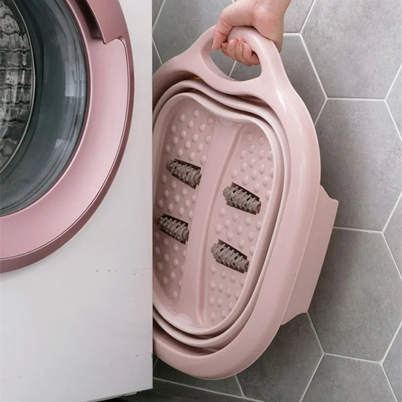 Foot Soaking Bucket Folding Basin Plastic Foaming Massage Bucket Household Sauna Bathtub Pedicure Bath Foldable Bathtub
