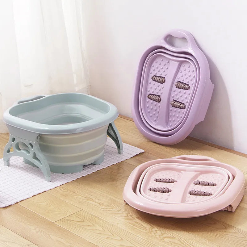 Foot Soaking Bucket Folding Basin Plastic Foaming Massage Bucket Household Sauna Bathtub Pedicure Bath Foldable Bathtub