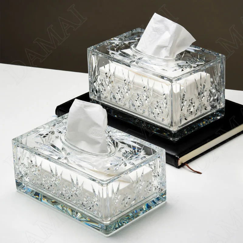 European Acrylic Tissue Box Hollow Out Decor Western Restaurant Desktop Napkin Organizer Modern Home Living Room Paper Boxes
