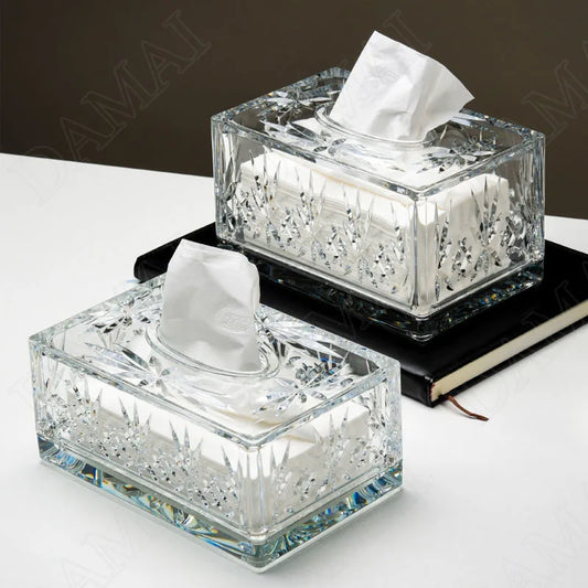 European Acrylic Tissue Box Hollow Out Decor Western Restaurant Desktop Napkin Organizer Modern Home Living Room Paper Boxes