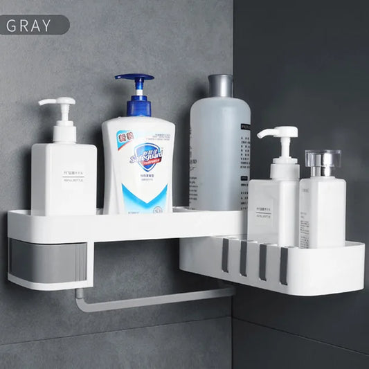 Bathroom Corner Shelf Nail-free Storage Holder Shelves Organizer for Kitchen Wall Shelf Adjustable Rotatable Corner Storage Rack