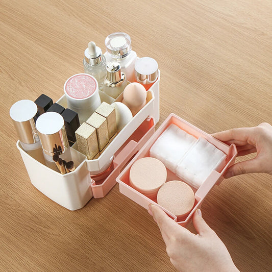 Plastic Makeup Organizers Box Large Capacity Jewelry Cosmetic Storage Box with Drawer PP Lipstick Holder Sundries Case Container