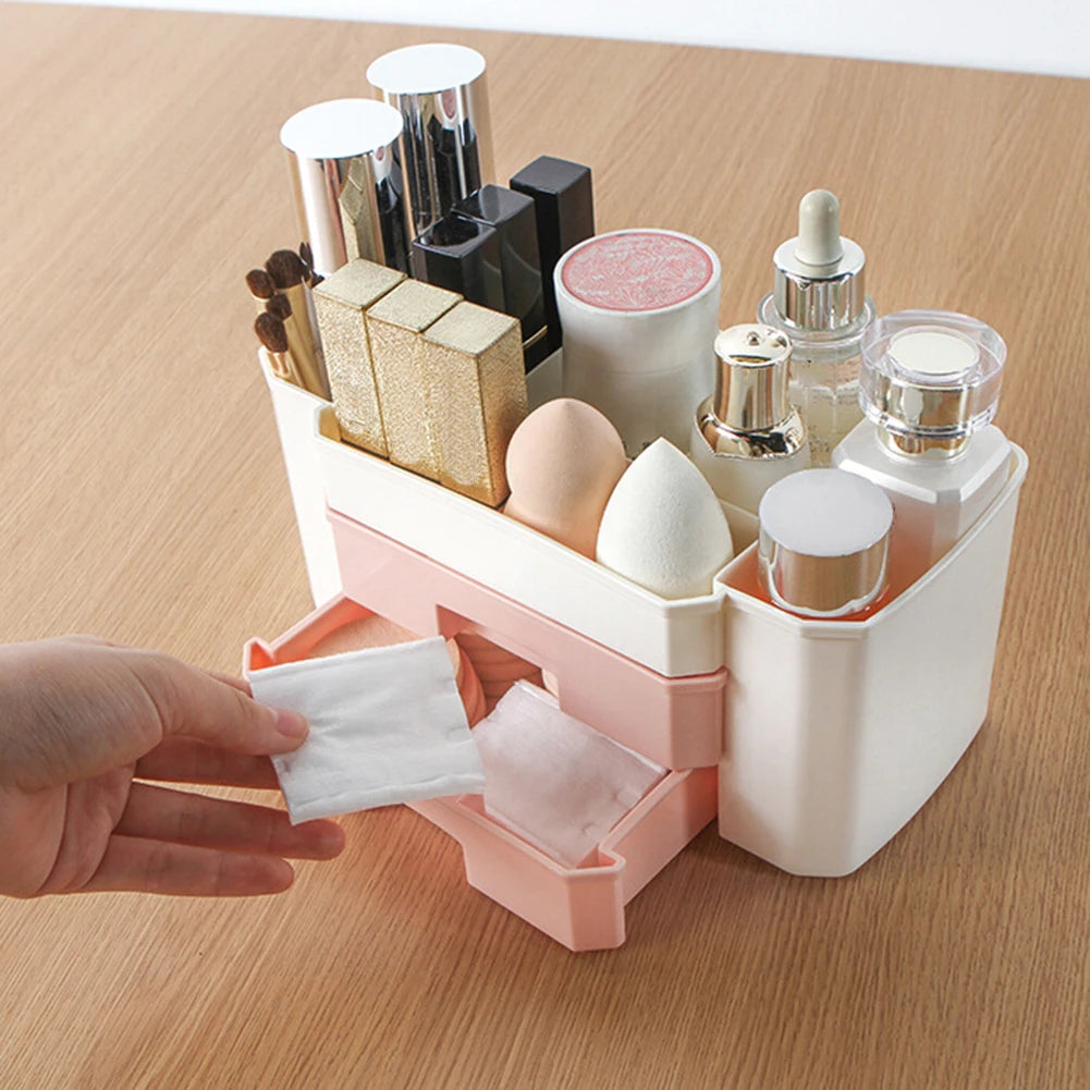 Plastic Makeup Organizers Box Large Capacity Jewelry Cosmetic Storage Box with Drawer PP Lipstick Holder Sundries Case Container
