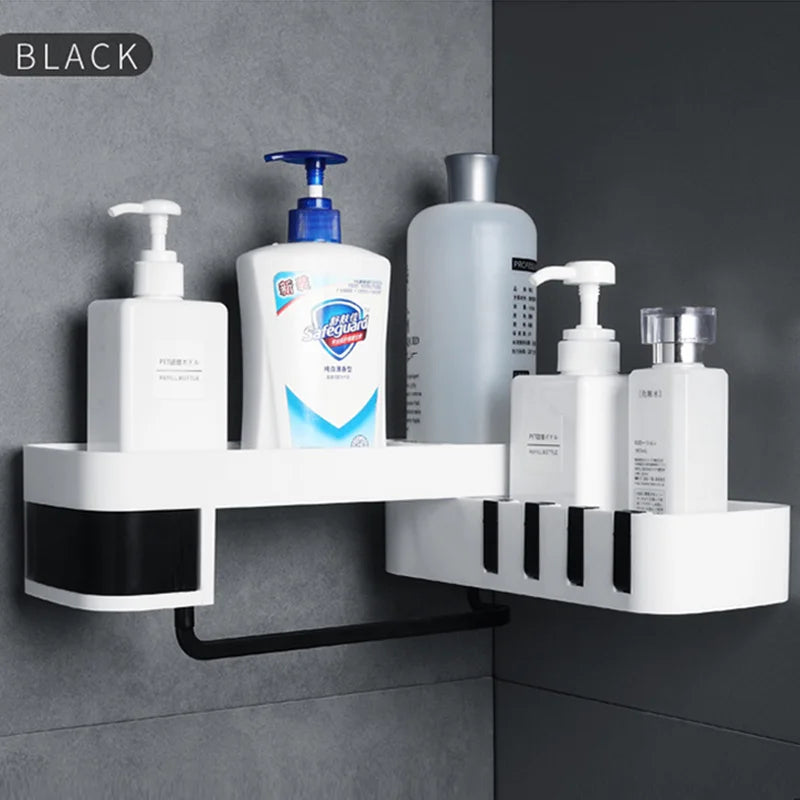 Bathroom Corner Shelf Nail-free Storage Holder Shelves Organizer for Kitchen Wall Shelf Adjustable Rotatable Corner Storage Rack
