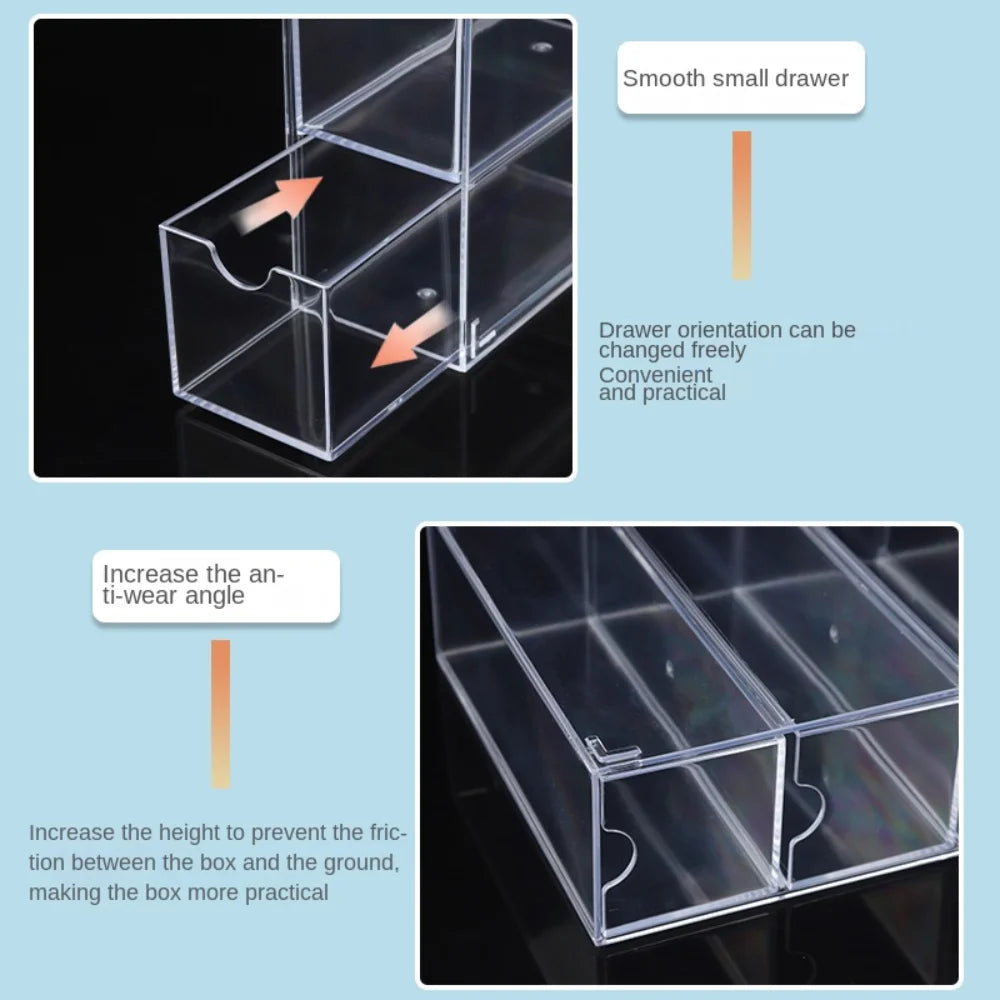 Multifunctional Acrylic Glasses Case Transparent Dustproof Storage Box Creative Drawer Style Desktop Organizer Cosmetic