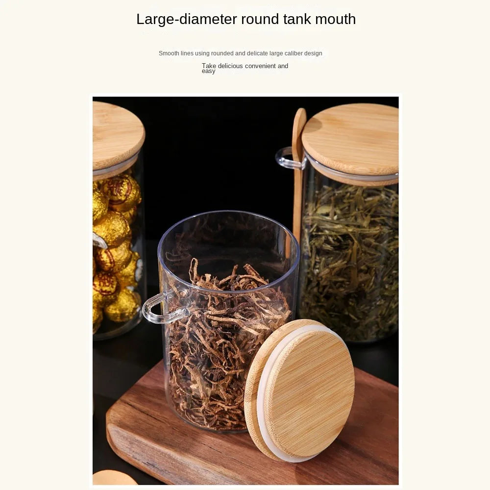 200/550/700ML Sealed Can Transparent With Lids And Spoons Spice Jars Moisture Proof Airtight Snack Candy Storage Tank Kitchen