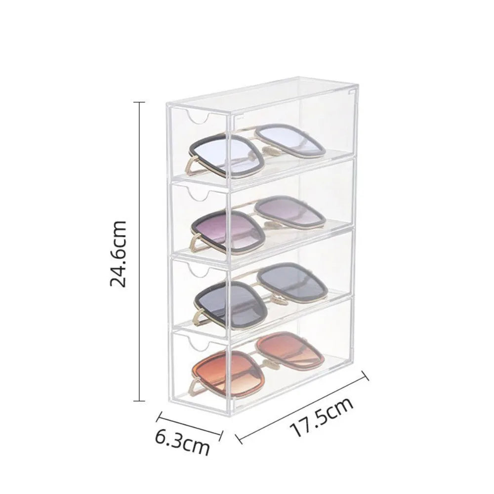 Multifunctional Acrylic Glasses Case Transparent Dustproof Storage Box Creative Drawer Style Desktop Organizer Cosmetic