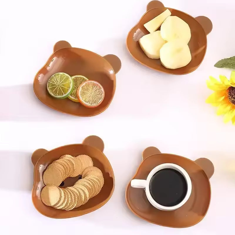 Xgnvpy Creative Family Bear Bone Spitting Dish Pet Fruit Snack Drop Proof Tray with Bottom Square Dry Fruit Tray Small Dish