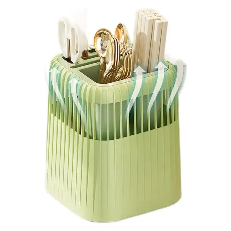 Multi-Functional Rotating Knife Rack Kitchen Utensil Storage Box Chopsticks Holder Drain Grid Home Use Kitchen Storage Shelf