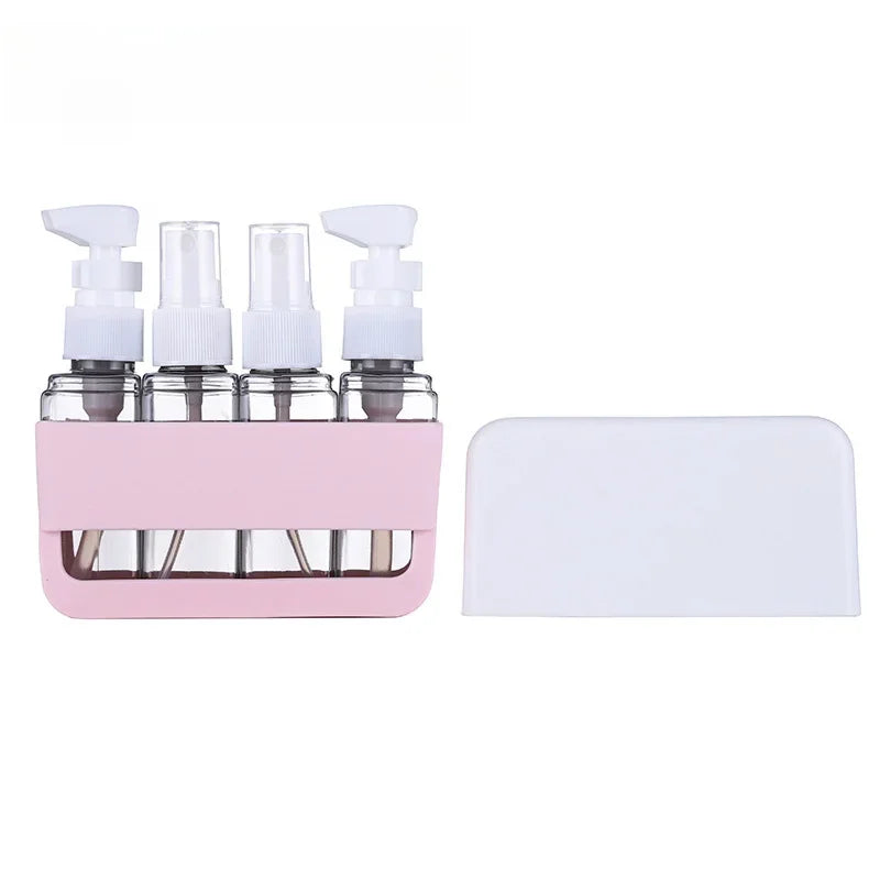 Travel Bottles Leak Proof 4 in 1 Containers for Toiletries Refillable Plastic Bottles with Lid Spray Lotion Shampoo