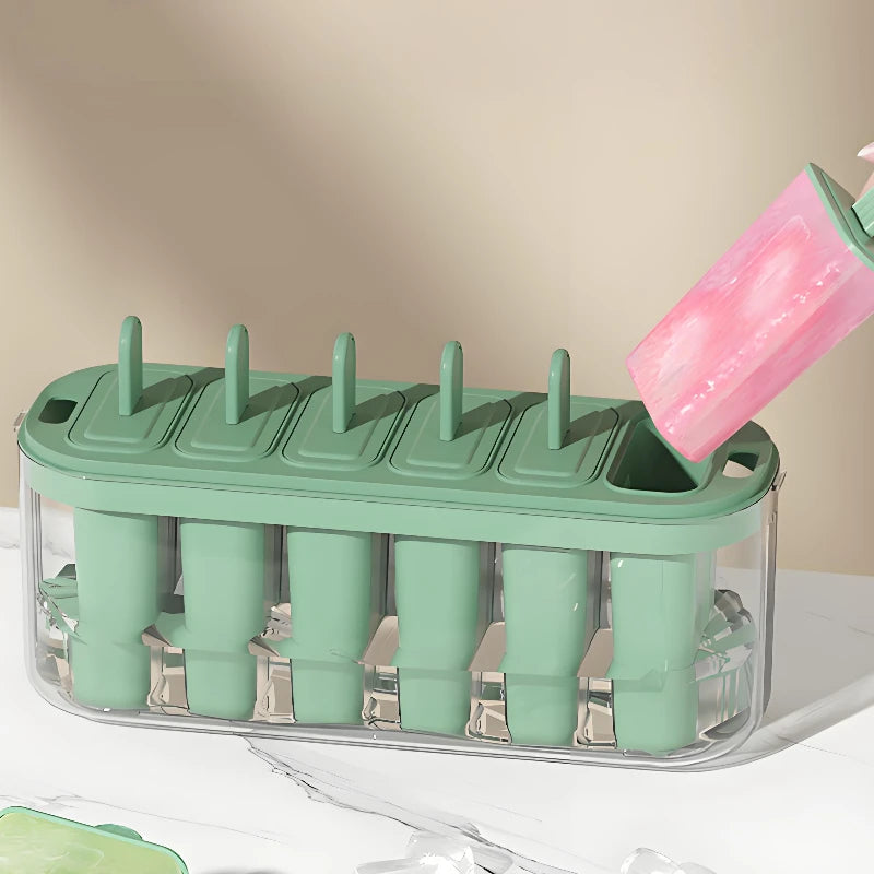 Handheld Popsicle Mold - Reusable Ice Cream Mold for Homemade Popsicles - Tray with Stick Handle for Fun DIY Summer Kitchen Tools