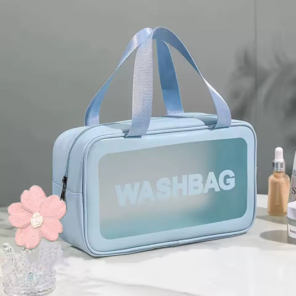 Large Capacity Different Size Travel Toiletry Cosmetic PVC Waterproof Clear Makeup Bag Washing Tote Bag With Zipper And Handle