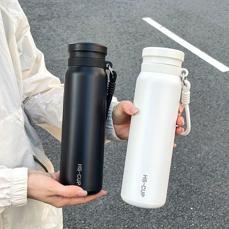 1PC 800ml Insulated Water Bottle with Tea Strainer, Double Wall Vacuum Thermos Flask with Handle for Outdoor Activities