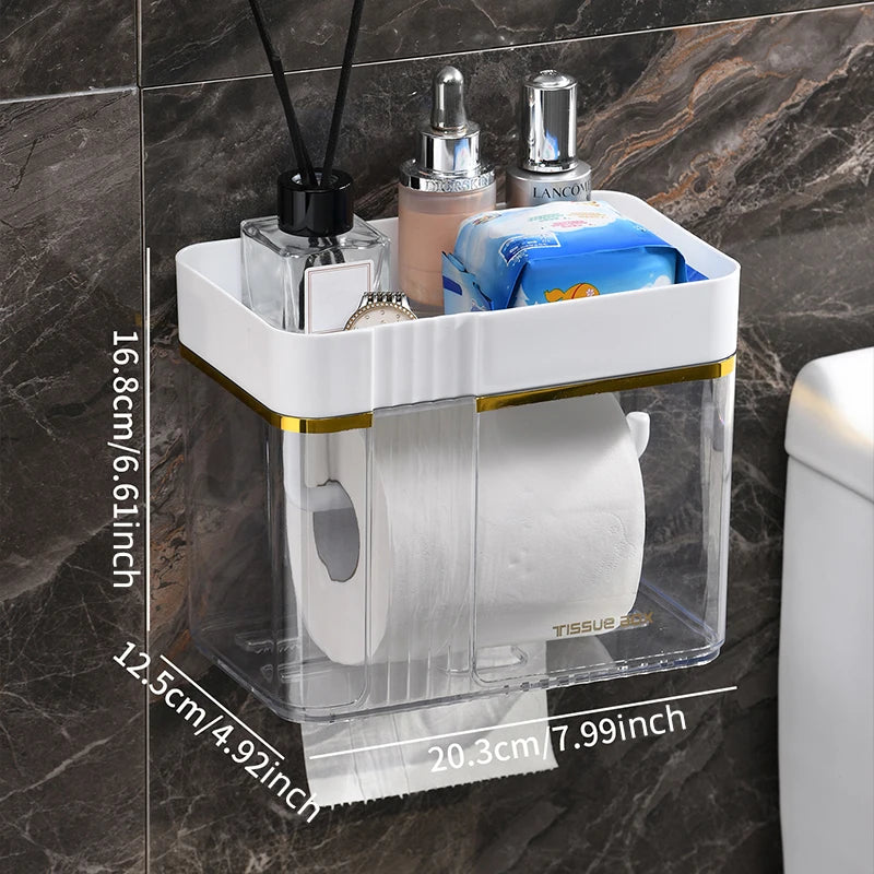 Punch-free Toilet Paper Holder Box Waterproof Storage Toilet Paper Storage Rack Paper Towel organizer Bathroom Tissue Box