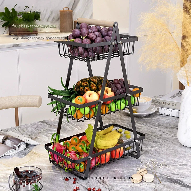 Double Layer Multifunctional Storage Basket, Desktop Shelf, Snack And Fruit Storage Table, With Two Layers Of Storage On Top