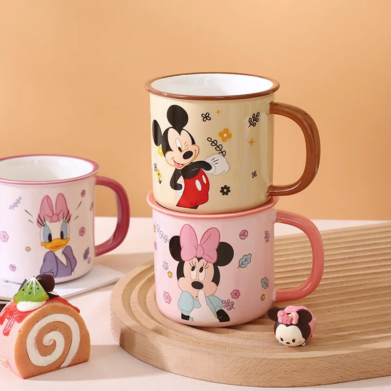 Cartoon Disney Mickey Minnie Kids Cup Lid Milk Mug Donald Duck Home Drinking Mouth Brushing Cup Children's WaterCup Kids Gifts
