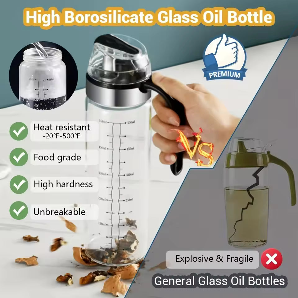 550ML Cooking Seasoning Oil Bottle Sauce Bottle Glass Storage Bottles for Oil and Vinegar Oil Dispenser For Kitchen