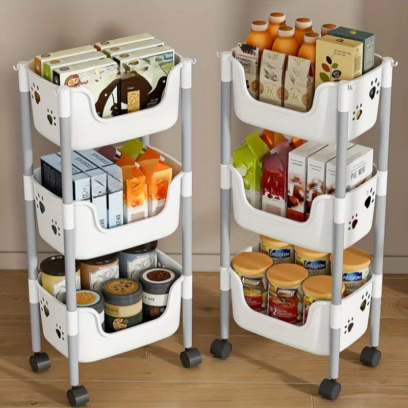 2/3/4-Tier U-Shaped Open Cartoon Shelving Removable Snack & Beverage Organizer Kitchen Vegetable Shelver Toy & Sundries Rack