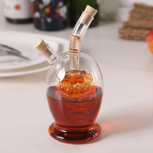 Two-in-one Glass Oil Pot Heat-resistant Transparent High Borosilicate Glass Sauce Vinegar Bottle Cork Lid Kitchen Seasoning Tool