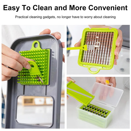 22 IN 1 Vegetable Cutter with Container Veggie Choppers Dicers Food Chopper Cutter Onion Multi Kitchen Grater for Korean Carrot