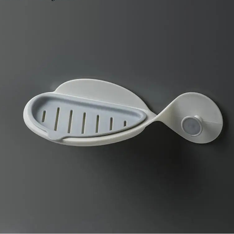 R58C Wall Mount Soap Box Holder Double Layer Drain Rack for Home Bathroom Kitchen Soap Sponge Storage Container Adhesive