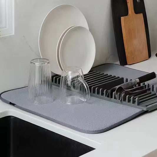 Folding Tableware Drainer Mat Thickened Breathable Dish Drain Rack Non-slip Absorbent Pad Kitchen Creative