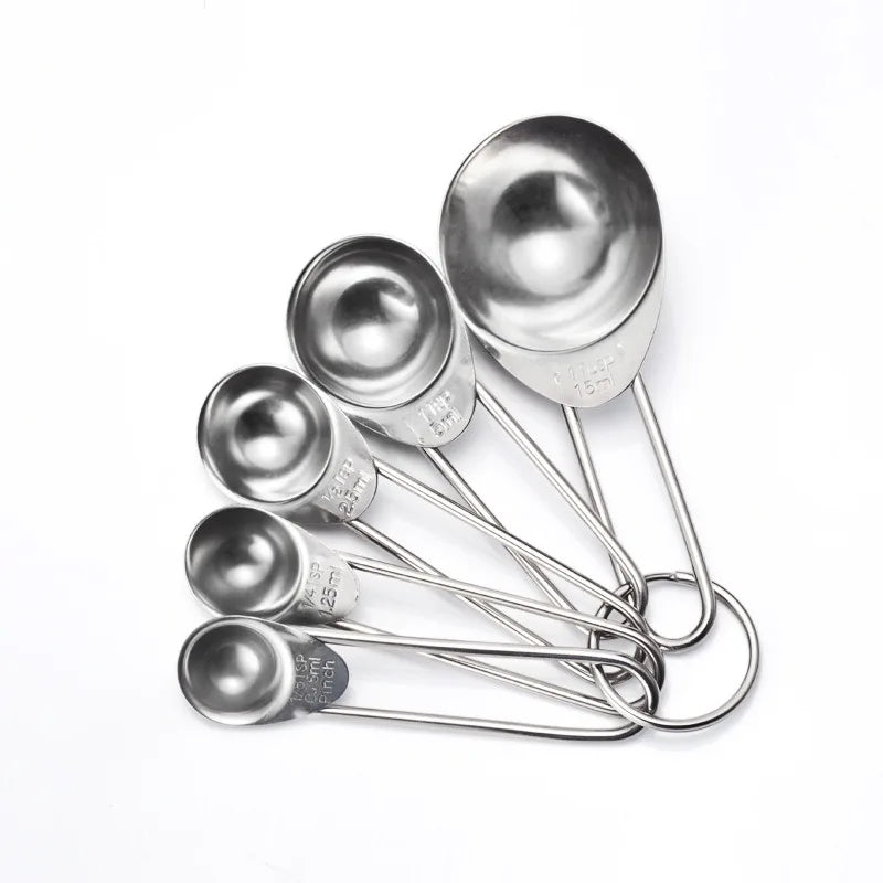 5Pcs Baking Accessories Multi Purpose Measuring Tools Coffee Tea Silver/Colorful With Scale Kitchen Gadget Measuring Spoon Set