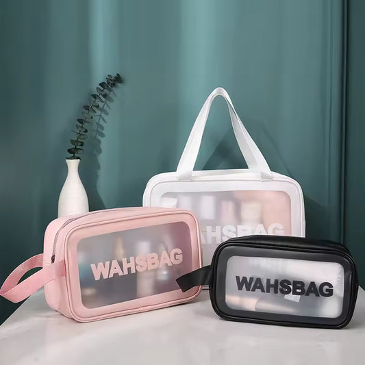 Large Capacity Different Size Travel Toiletry Cosmetic PVC Waterproof Clear Makeup Bag Washing Tote Bag With Zipper And Handle