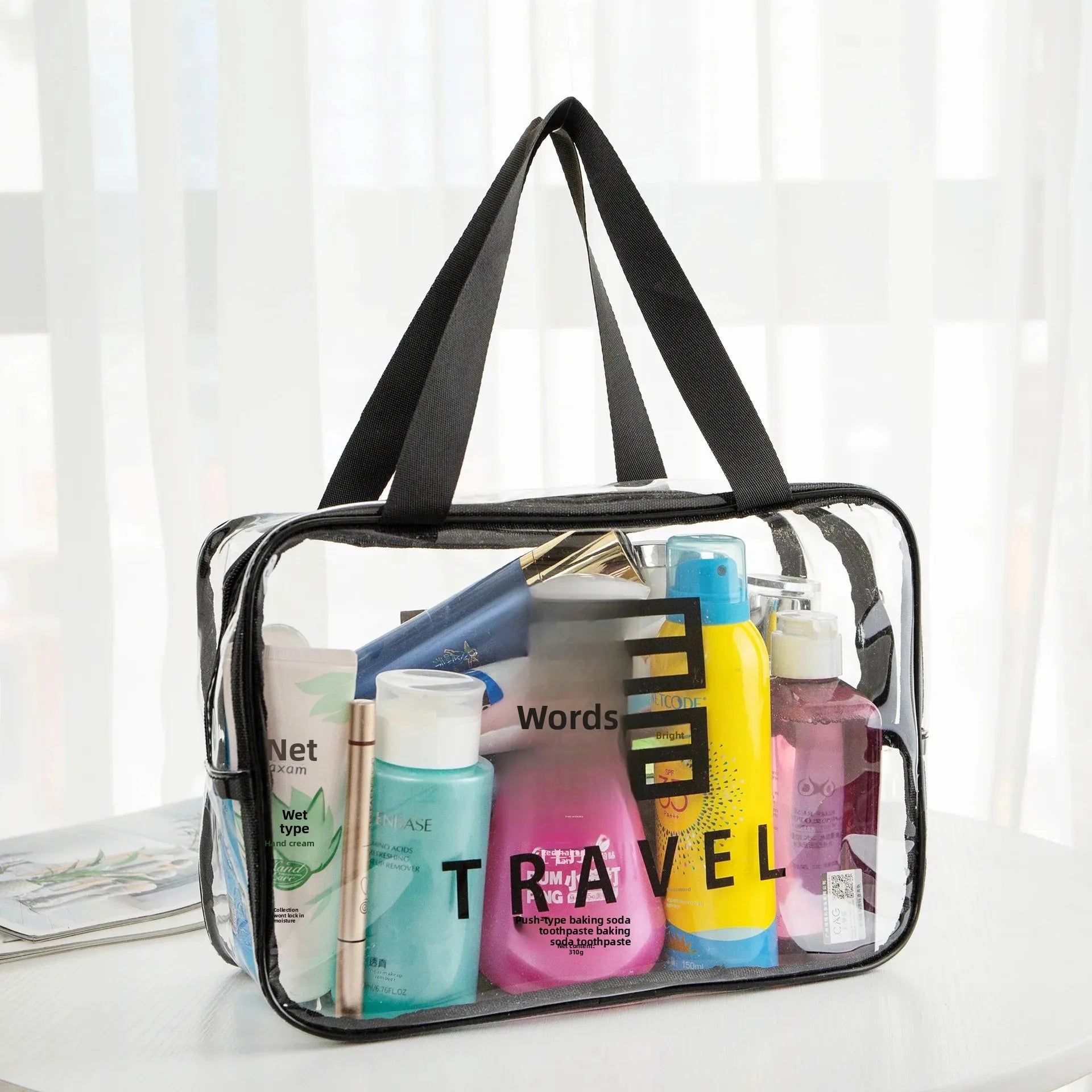Large Capacity Thickened PVC Cosmetic Bag Transparent Waterproof Handheld Makeup Bag Multi-Functional Storage Pouch with Zipper