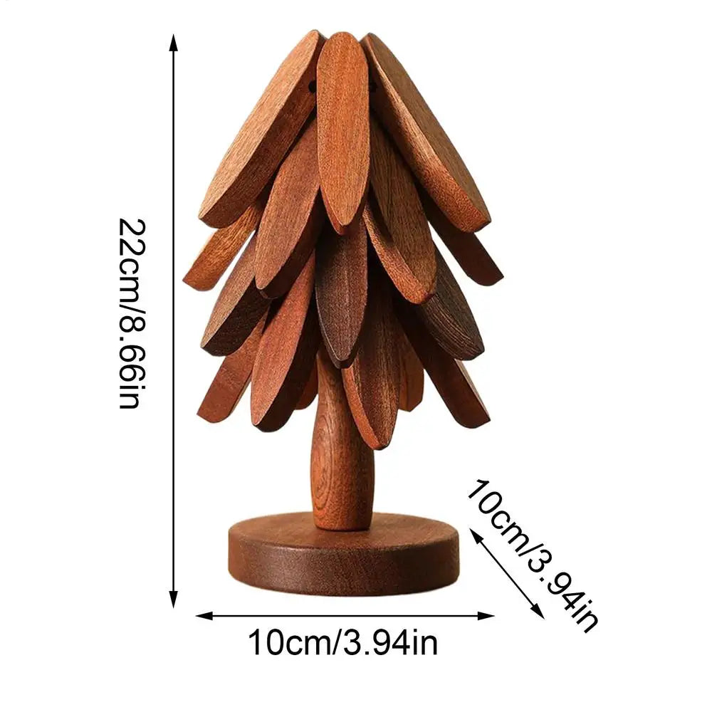 Wood Trivet Tree Shape Heat Resistant Coasters for Kitchen Table Protection Hot Pots Pans Dishes Bowls Cookware Christmas Gift